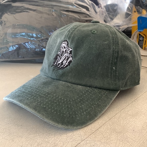 Halloween Movie embroidered pigment dyed adjustable dad hat - Dark Green - Picture 4 of 4